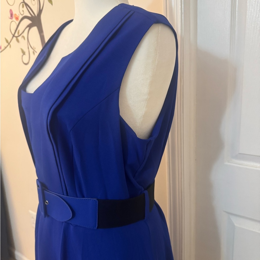City Chic Royal Blue Belted Midi Dress - Picture 5 of 7